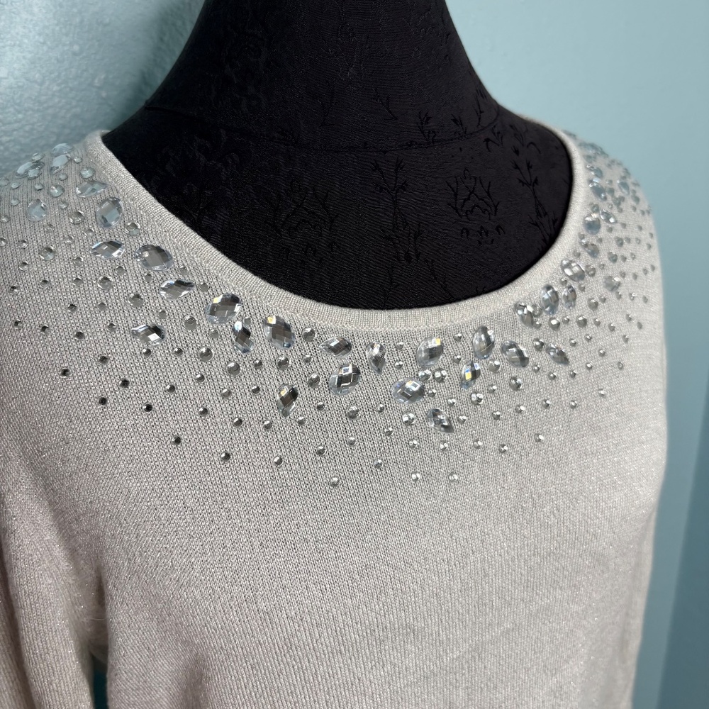 Ruby Rd White Silver Knit Blouse - image 4